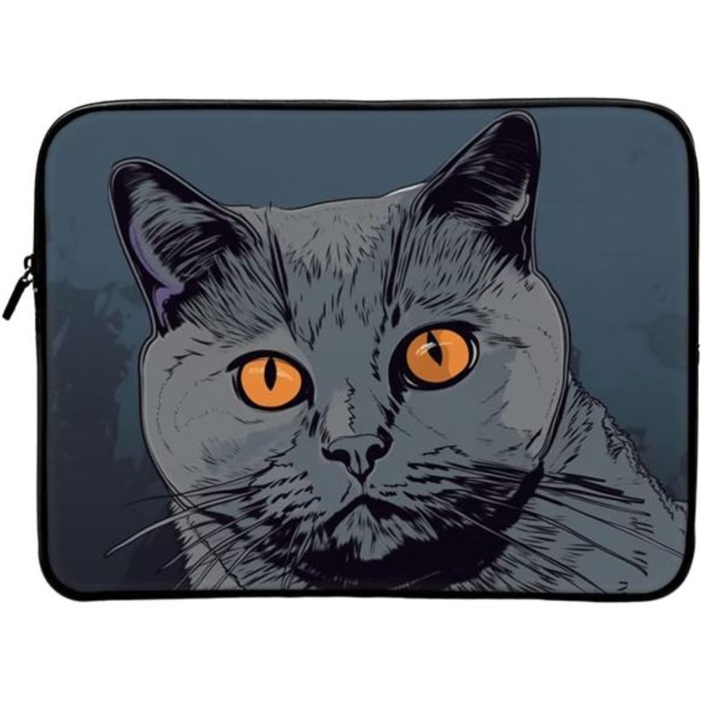 British Shorthair 2-Sided Print Mac Book Pro 16" Sleeve - Gray Cat Laptop Sleeve